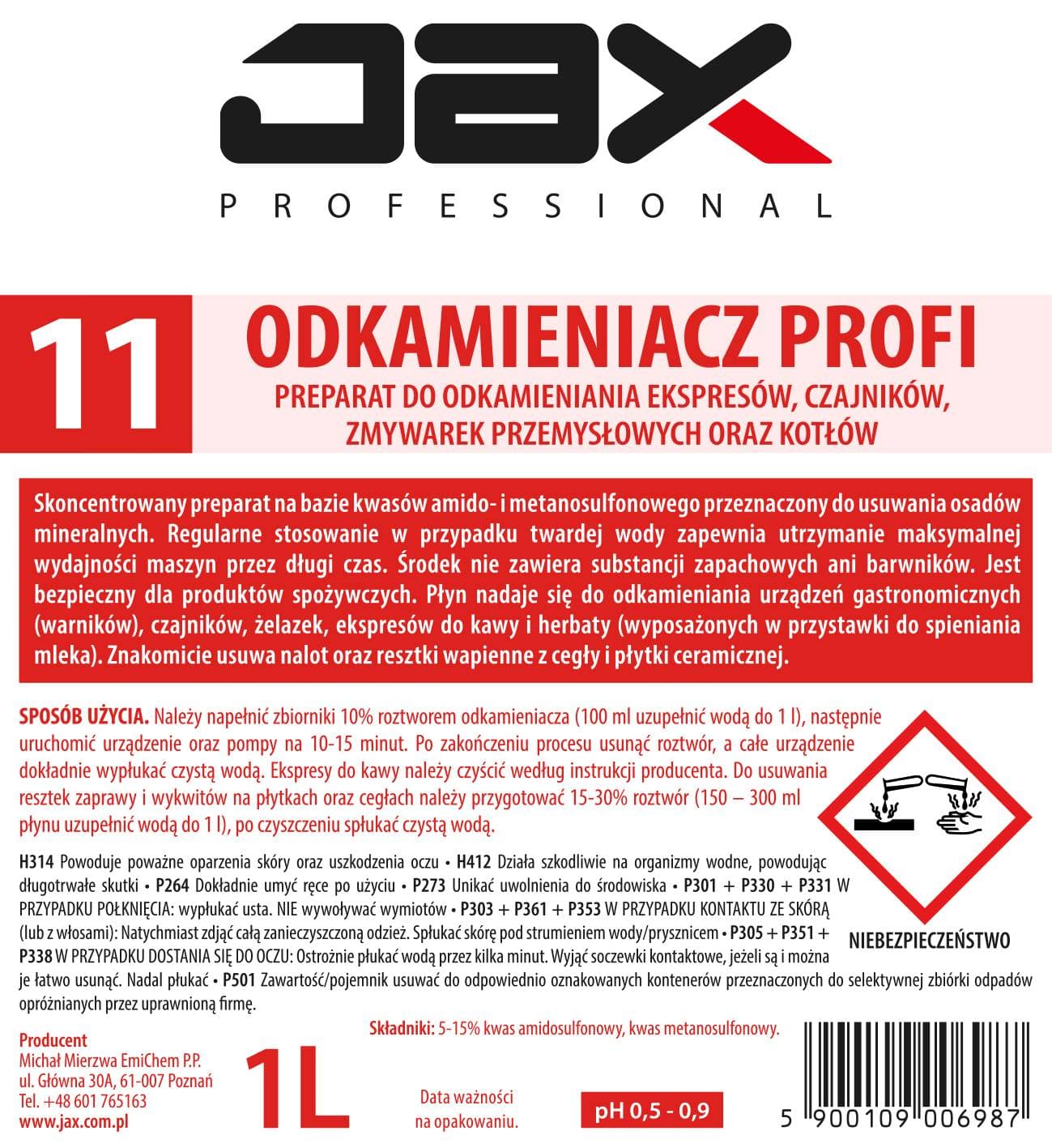 ODKAMIENIACZ PROFI JAX PROFESSIONAL 11- 1l