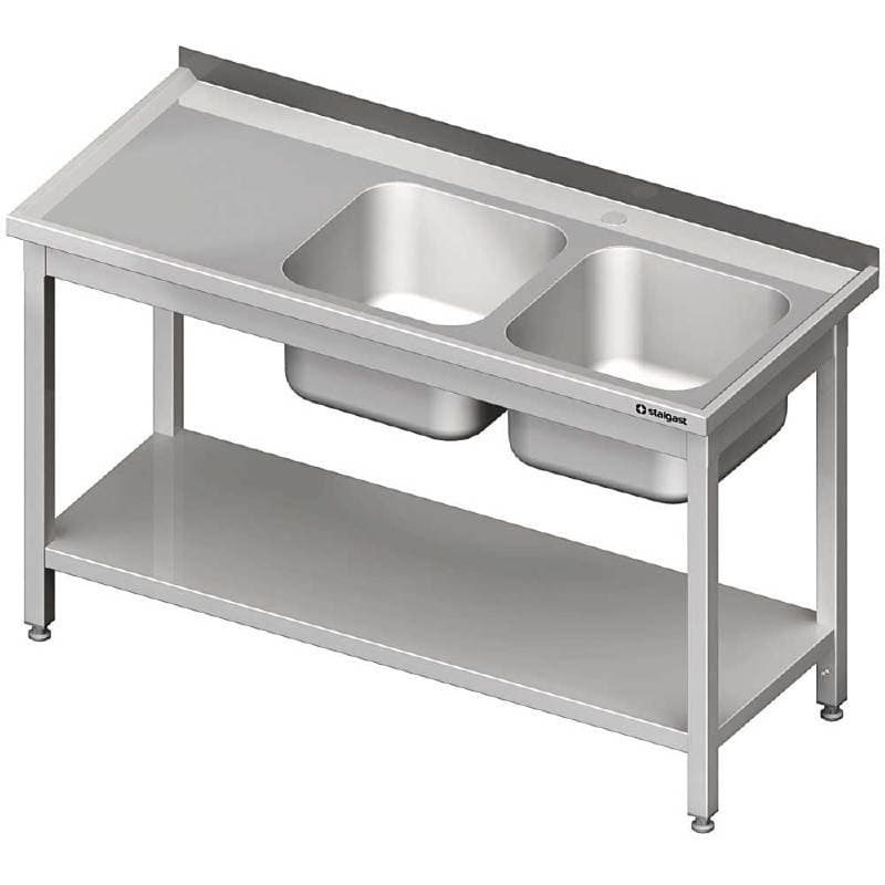 Stół ze zlewem 2-kom.(P),z półką 1700x700x850 mm spawany