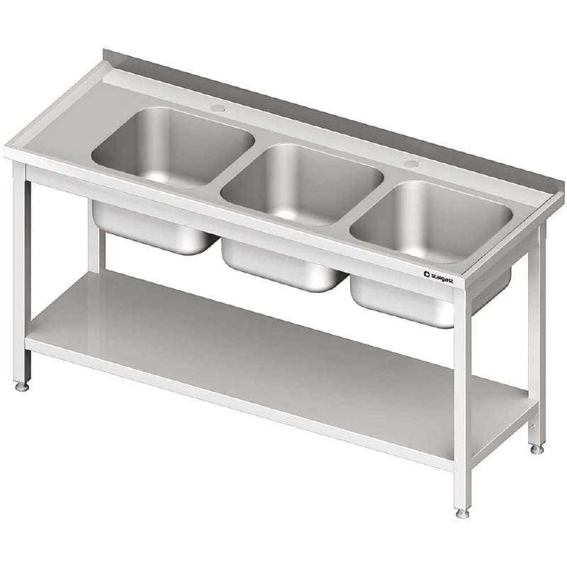 Stół ze zlewem 3-kom.(P),z półką 1900x600x850 mm skręcany