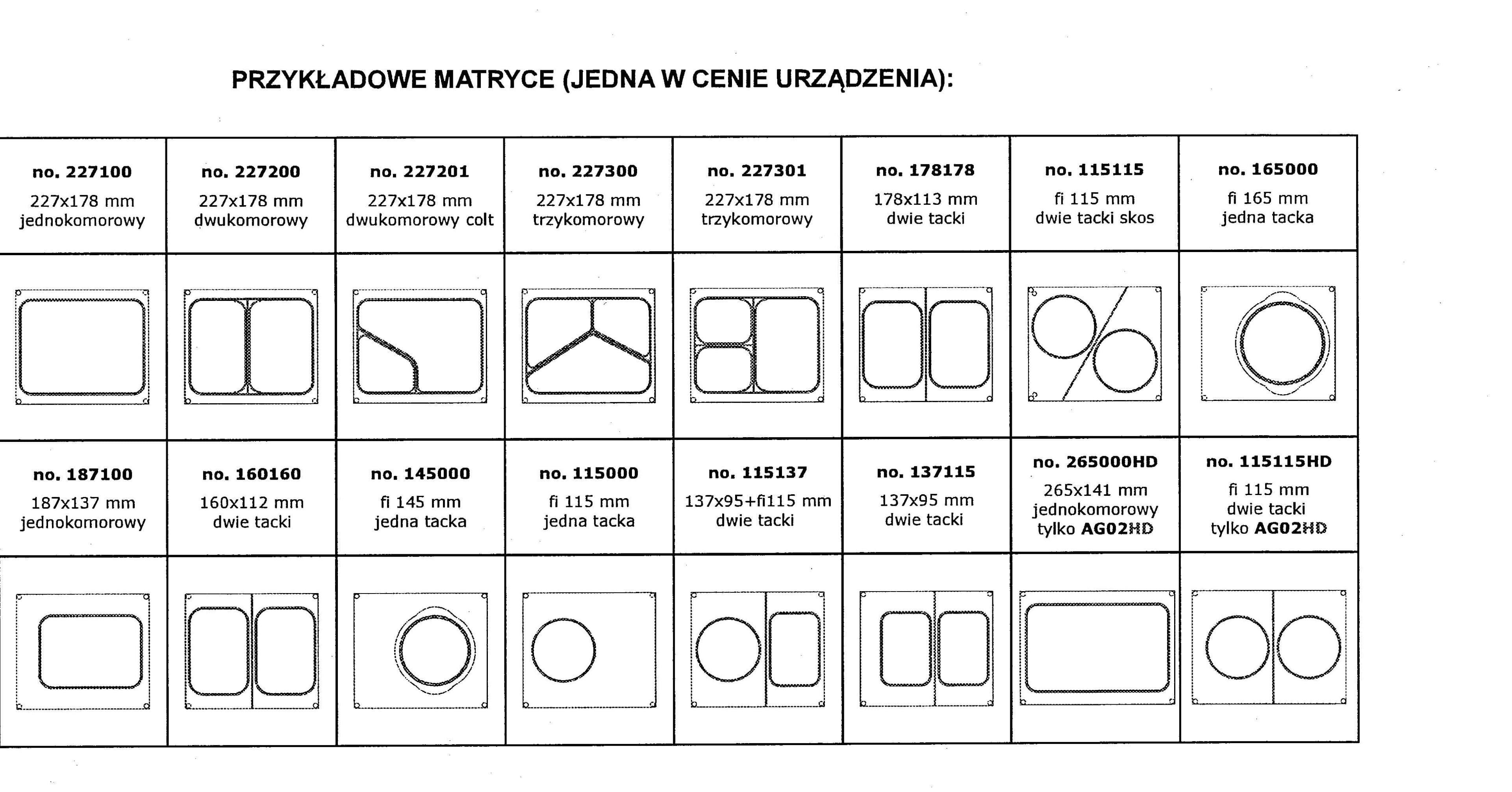 Matryca dwie tacki 137x95mm do zgrzewarek AG02E/AG02HD